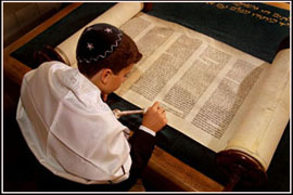 Boy reading from Torah